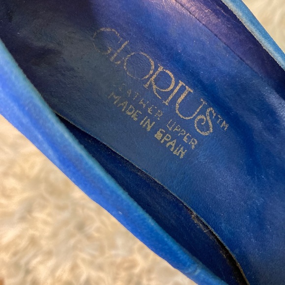Vintage Glorious Blue Suede Kitten Heel Shoes - Picture 8 of 8